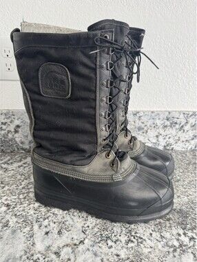 Sorel Caribou Winter Snow Boots Mens 9 Black Waterproof Insulated Pac Outdoor